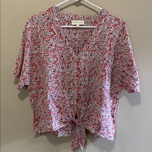 Large Pink & Red Floral Print Cynthia Rowley Shirt